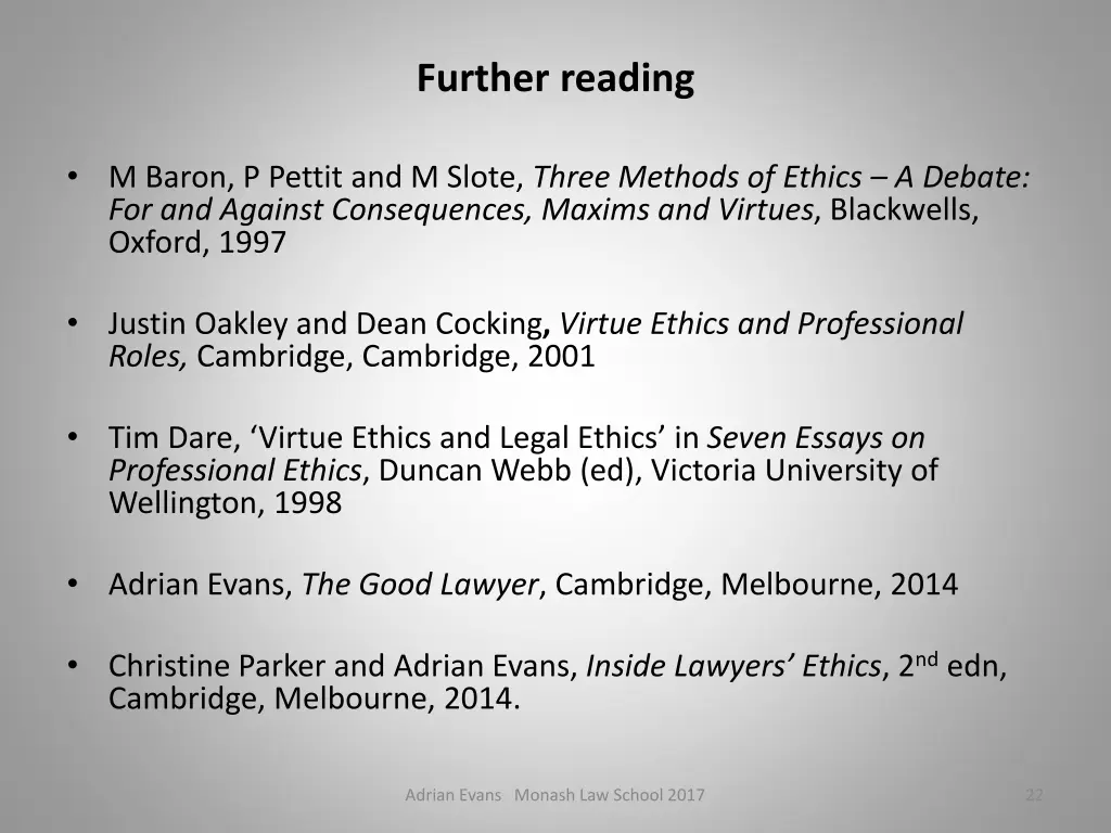 further reading