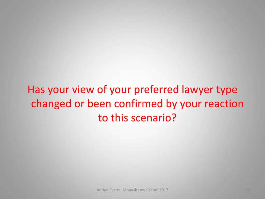 has your view of your preferred lawyer type