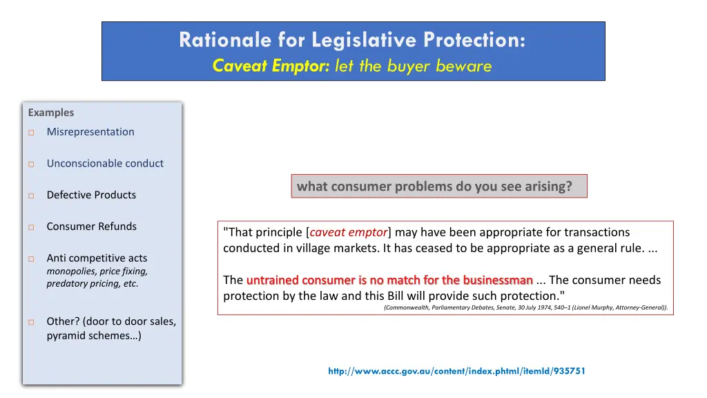 rationale for legislative protection caveat