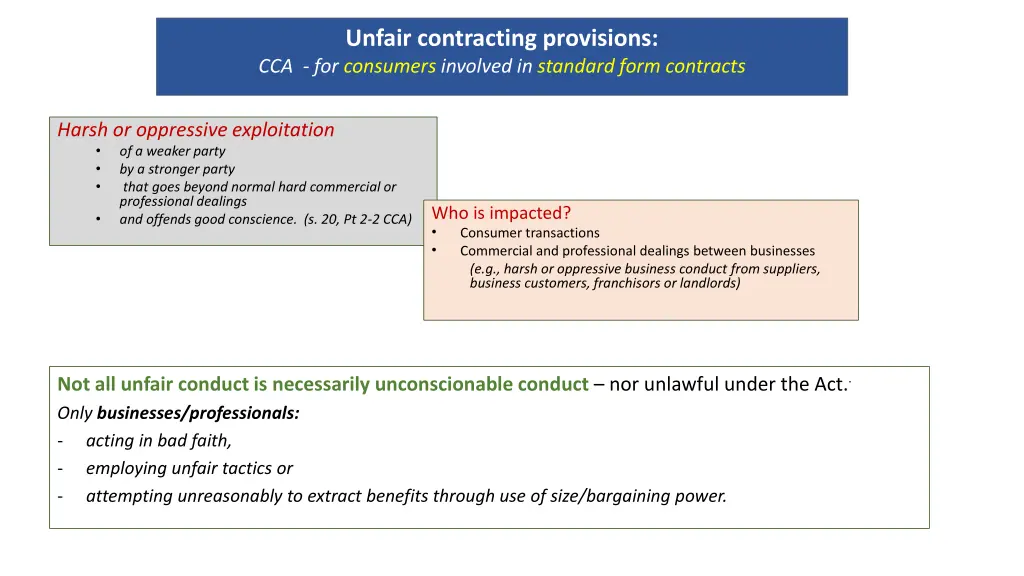 unfair contracting provisions cca for consumers 1