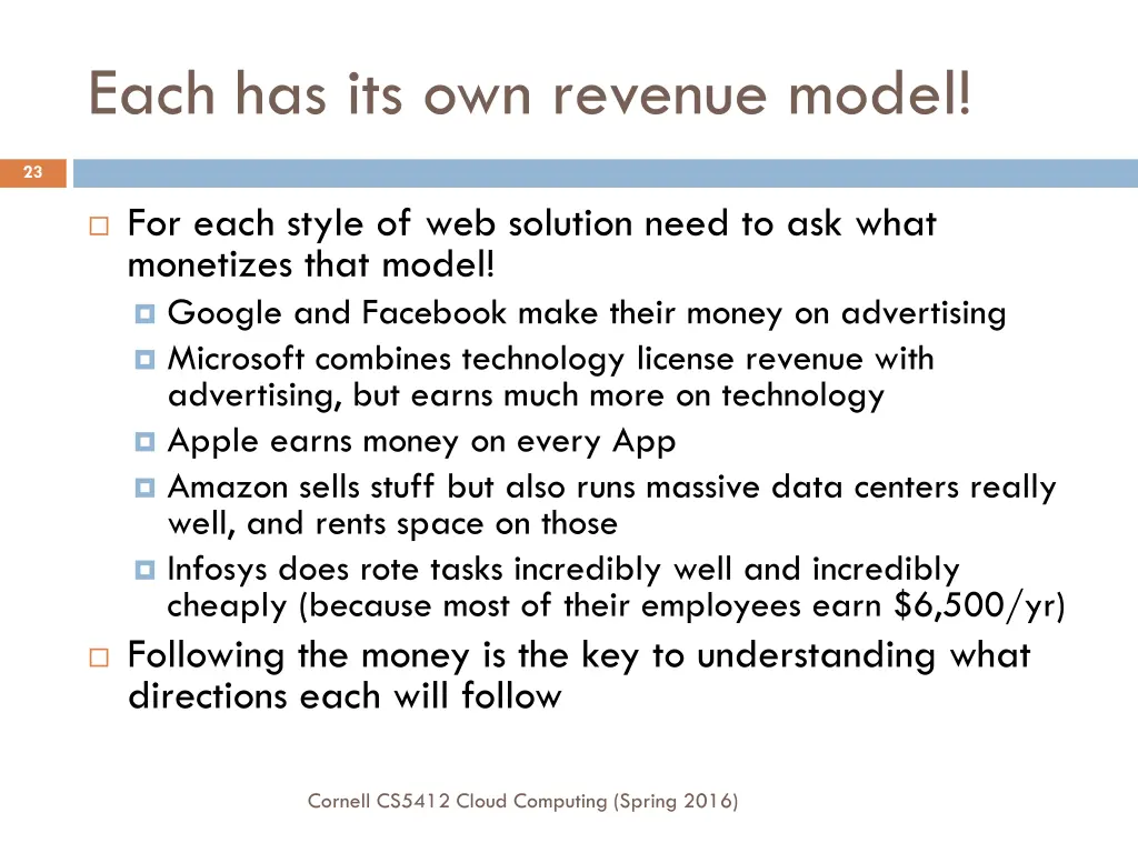 each has its own revenue model