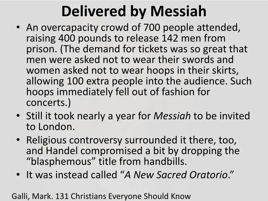 delivered by messiah an overcapacity crowd