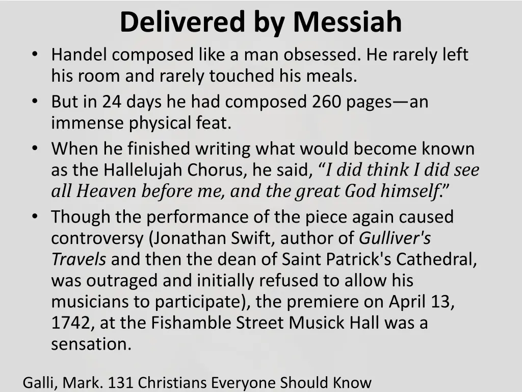 delivered by messiah handel composed like
