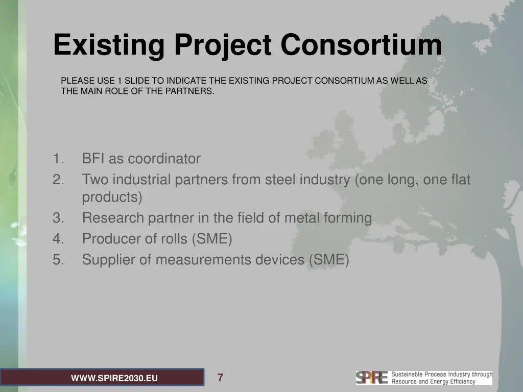 existing project consortium