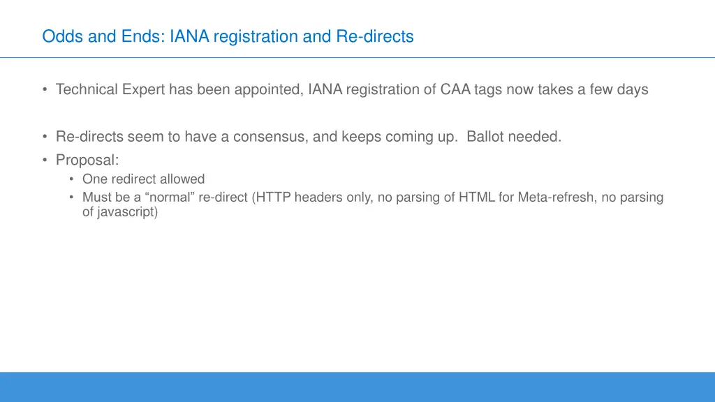 odds and ends iana registration and re directs