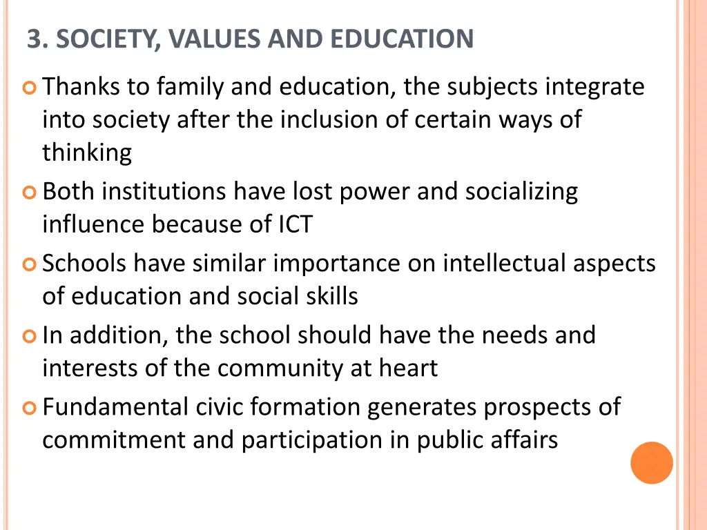 3 society values and education