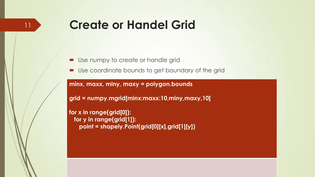 create or handel grid