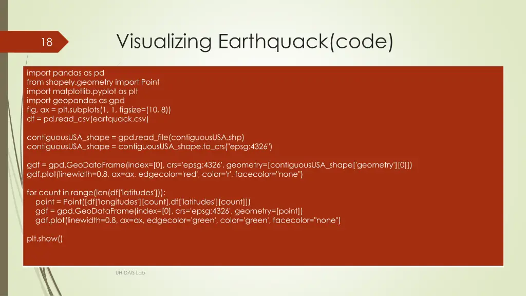 visualizing earthquack code