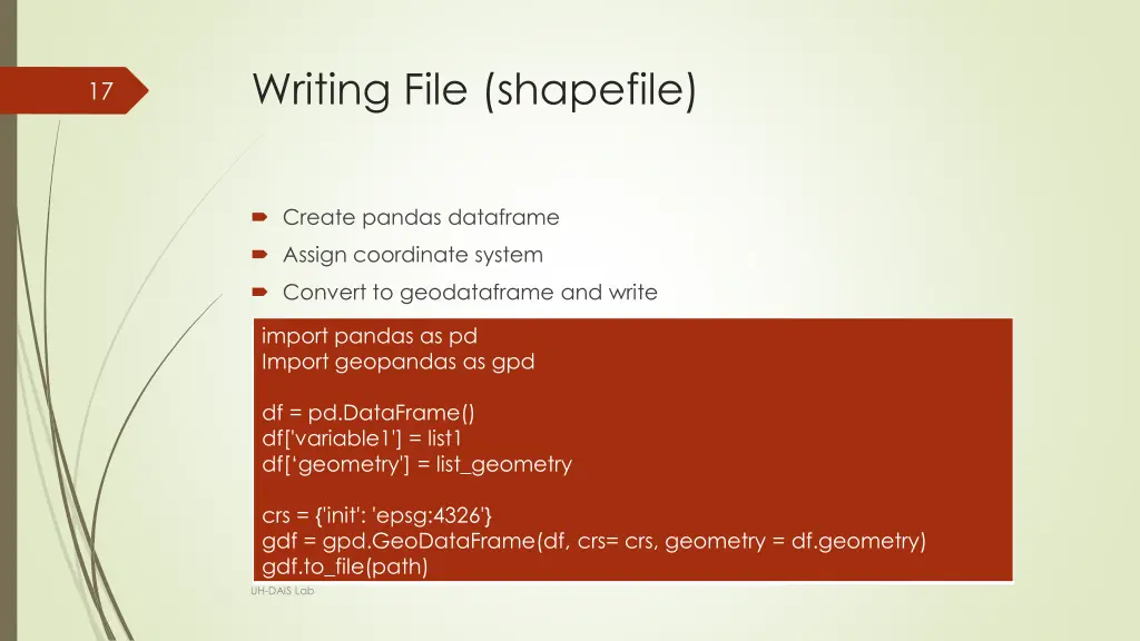 writing file shapefile
