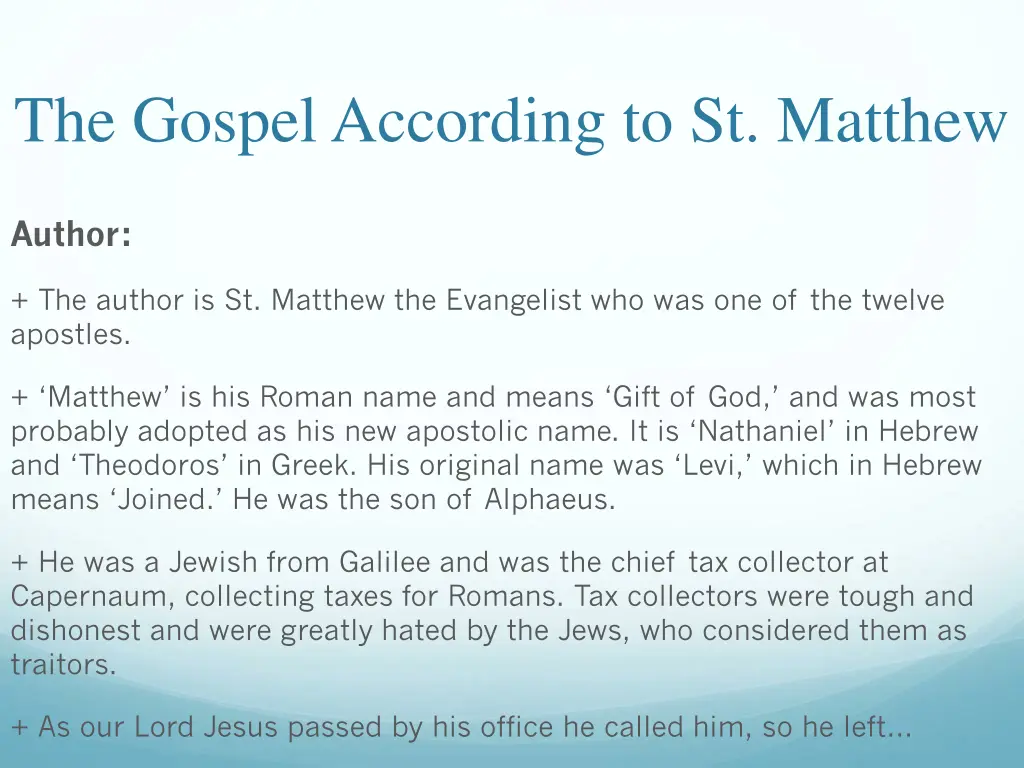 the gospel according to st matthew 1