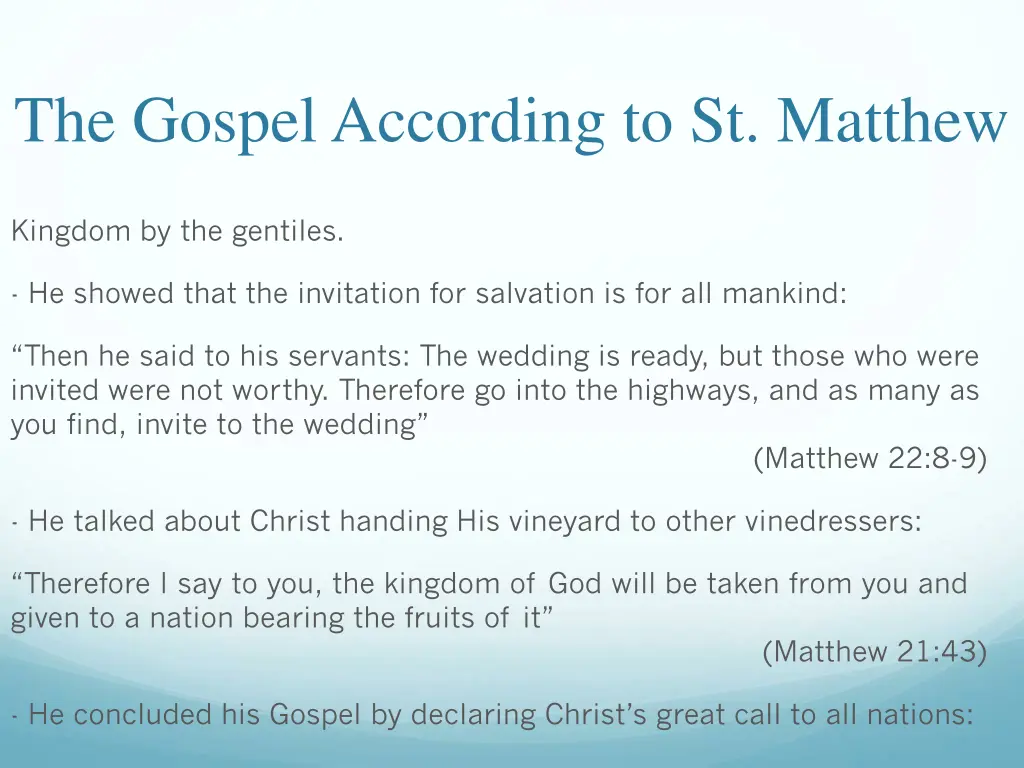 the gospel according to st matthew 35