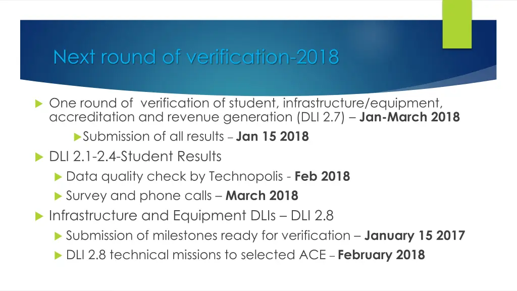 next round of verification 2018