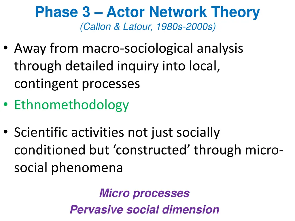 phase 3 actor network theory callon latour 1980s