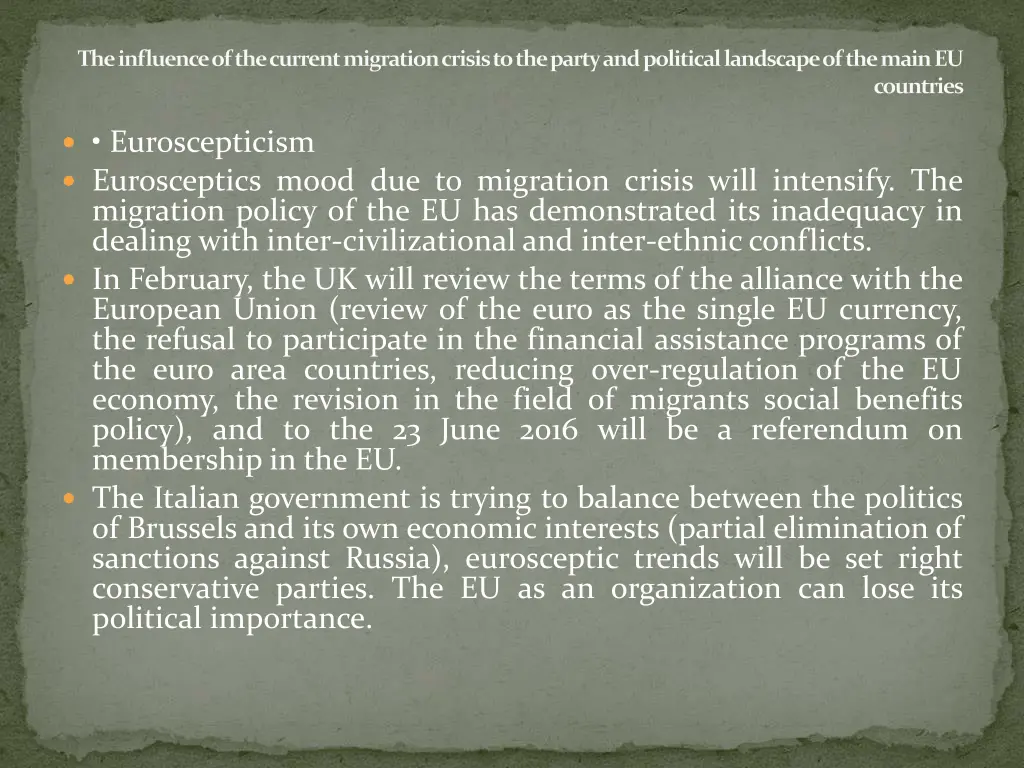 the influence of the current migration crisis 13