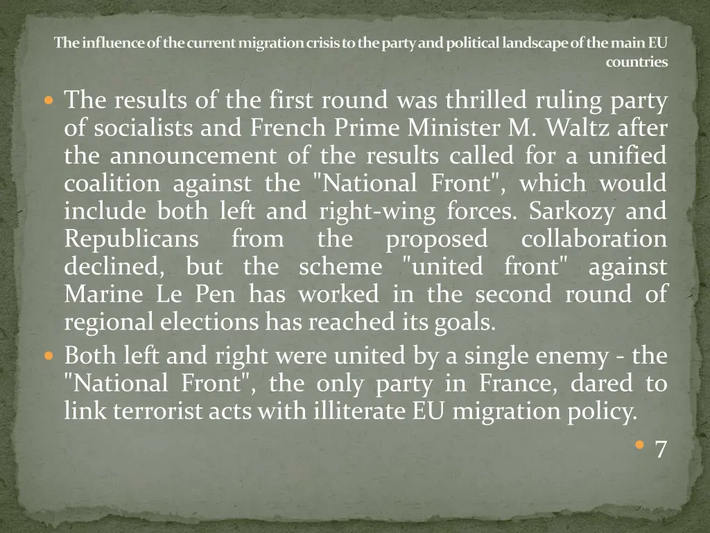 the influence of the current migration crisis 6