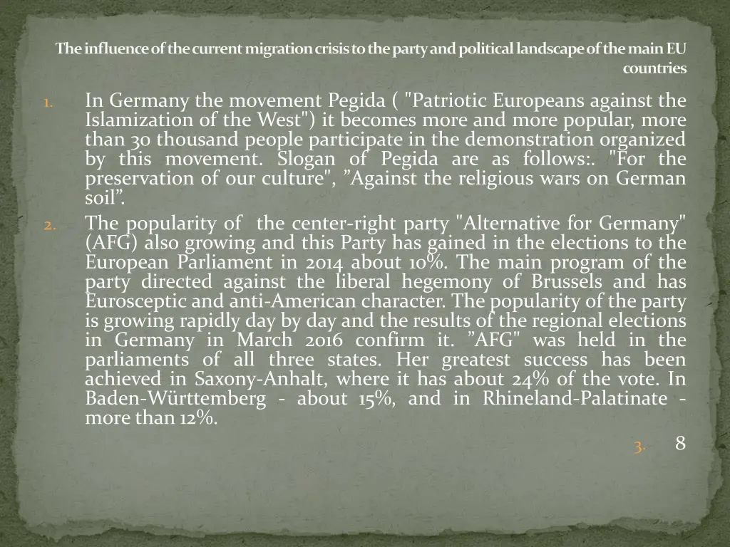 the influence of the current migration crisis 7