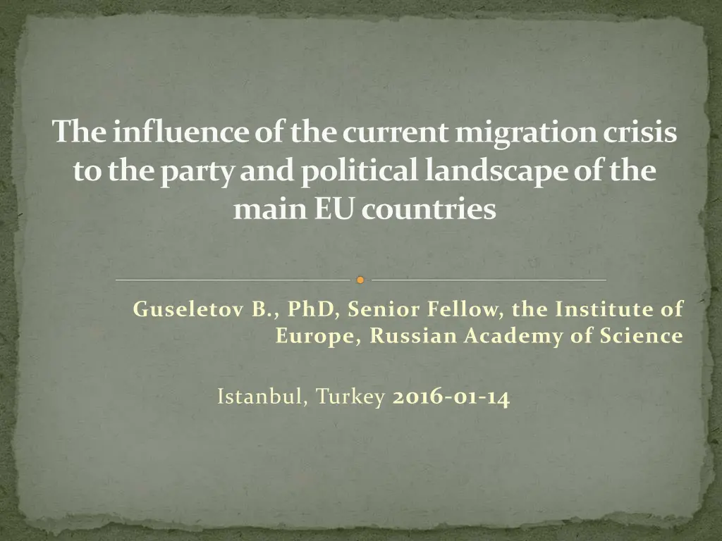 the influence of the current migration crisis