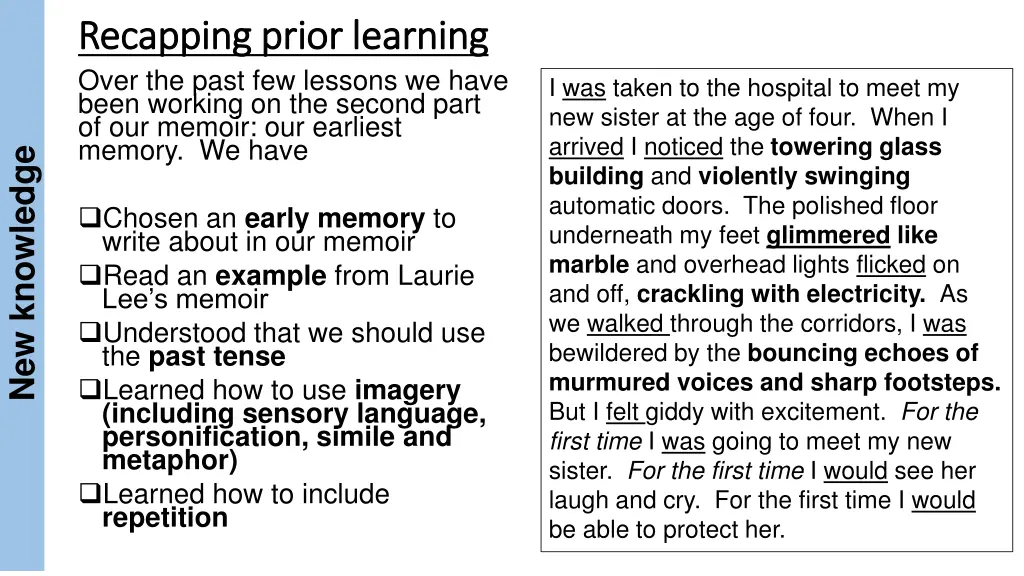 recapping prior learning recapping prior learning