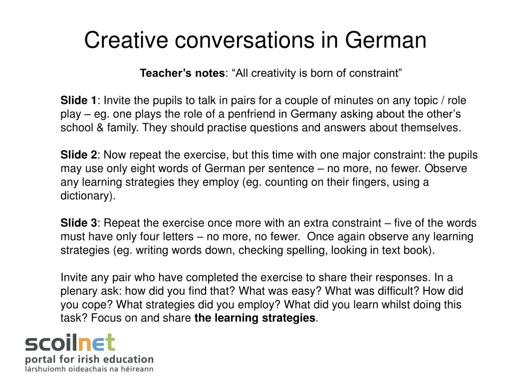 creative conversations in german