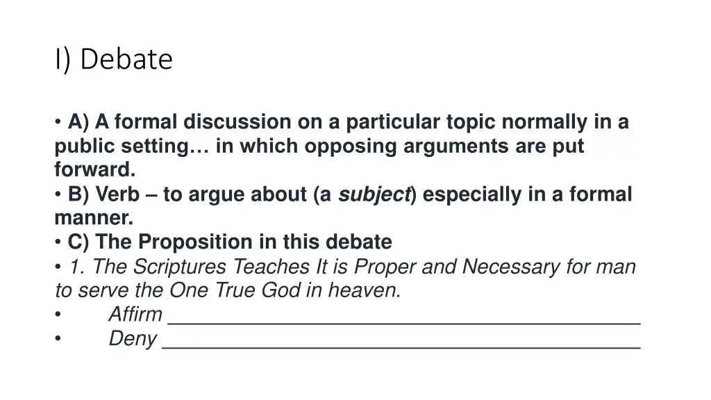 i debate