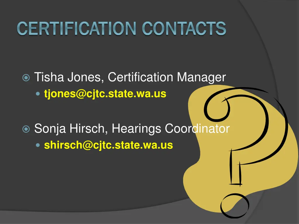 certification contacts certification contacts