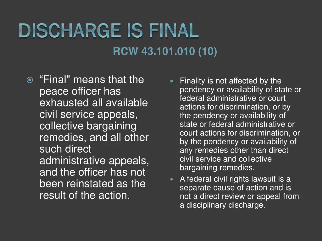 discharge is final discharge is final