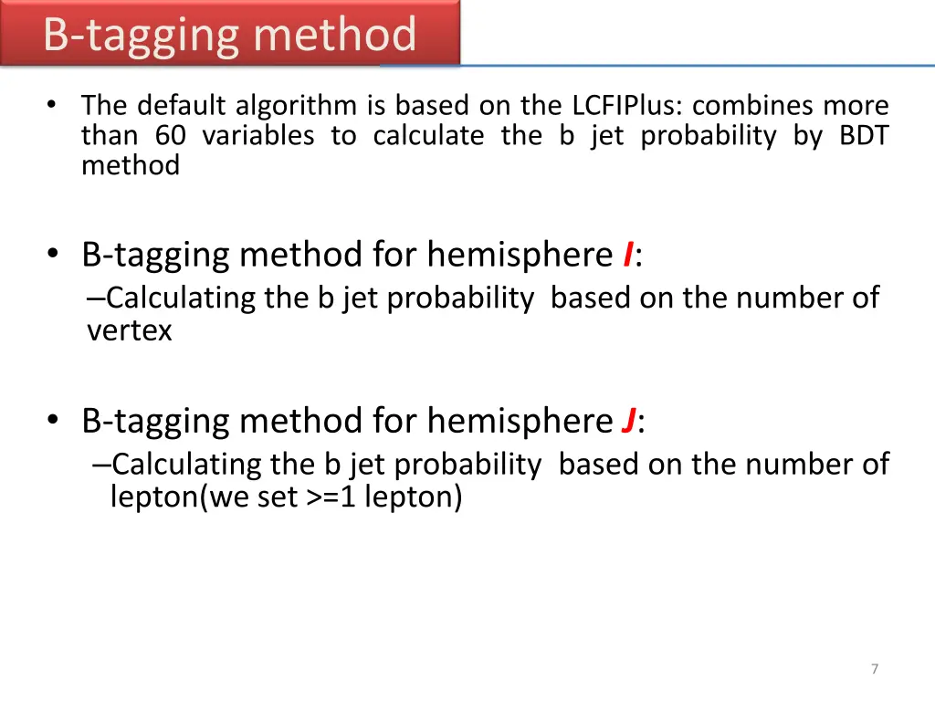 b tagging method
