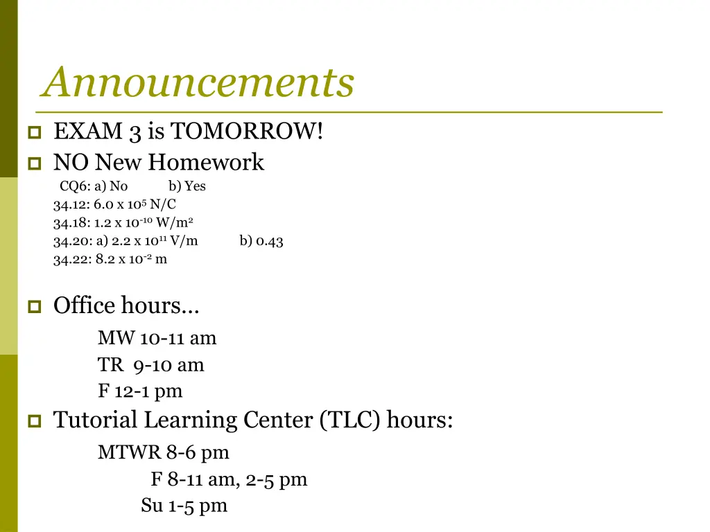 announcements