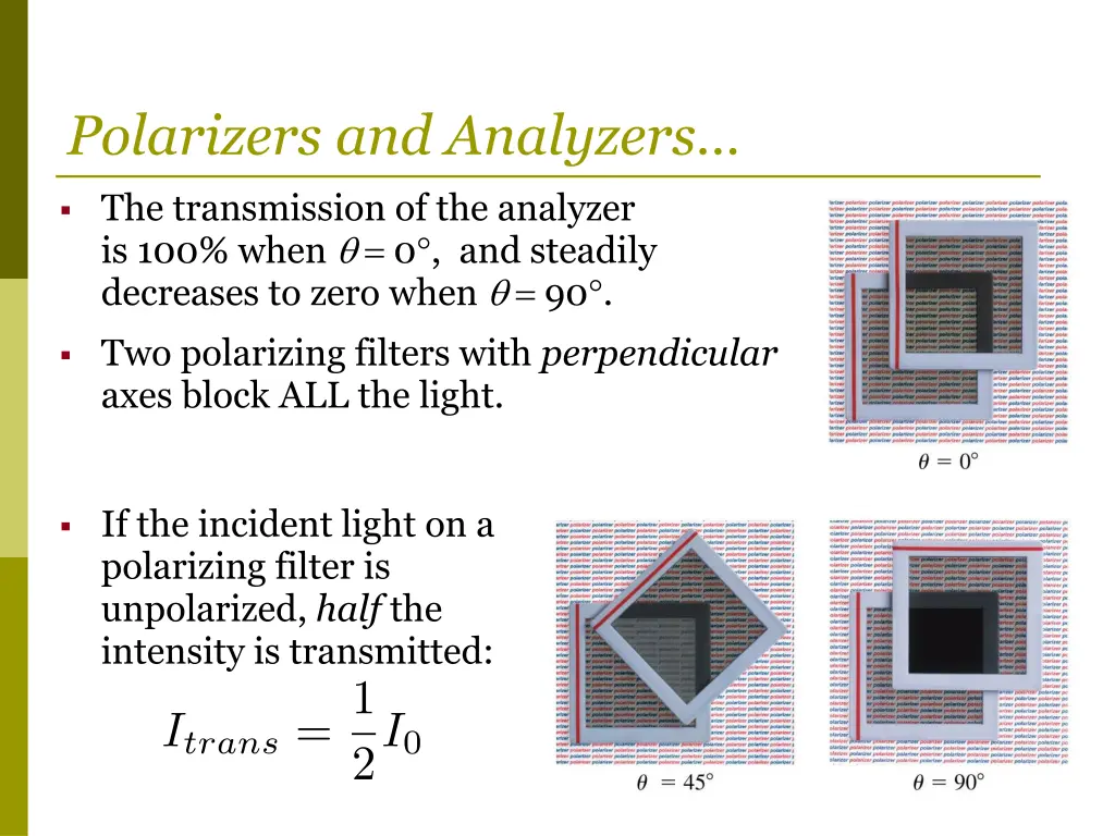 polarizers and analyzers 1