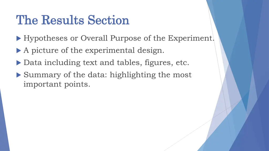 the results section the results section