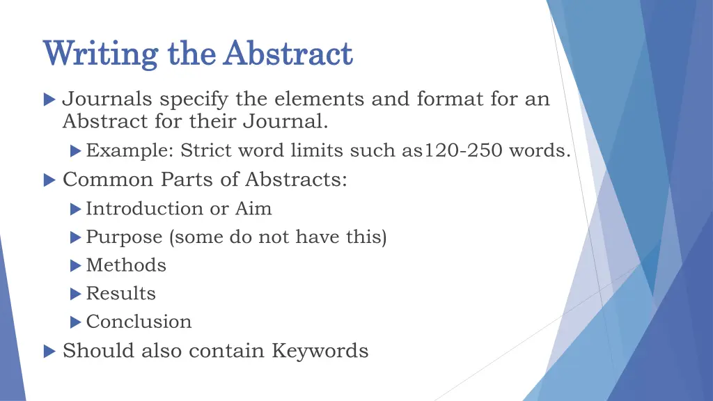writing the abstract writing the abstract