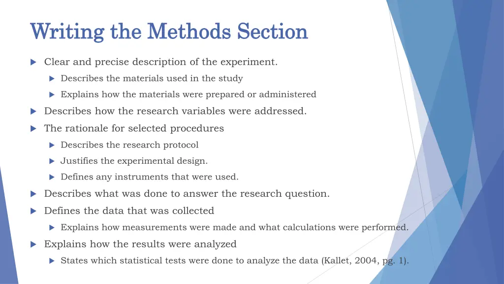 writing the methods section writing the methods