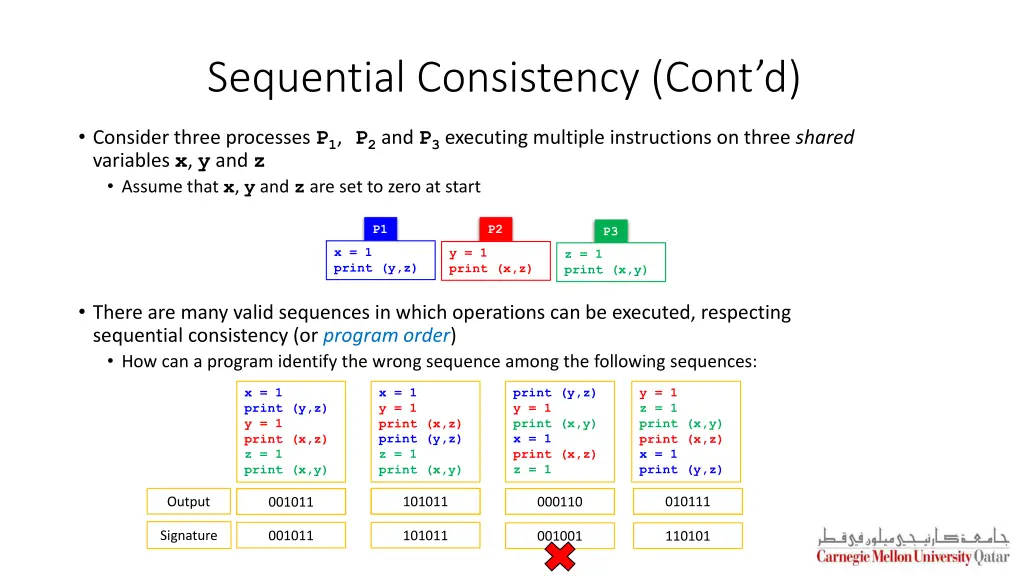 sequential consistency cont d