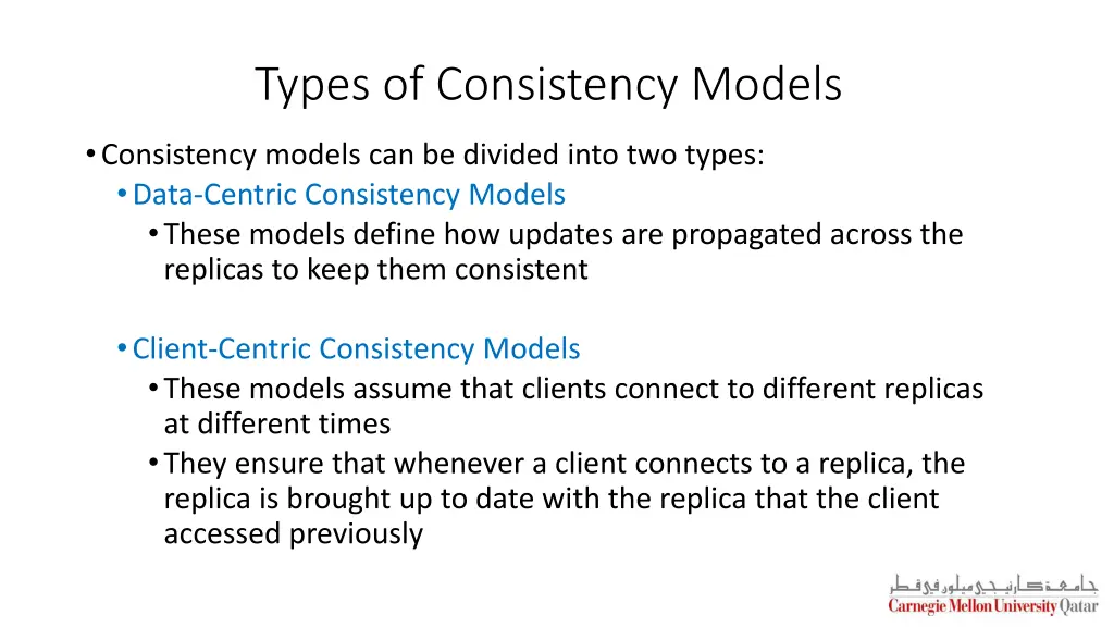 types of consistency models