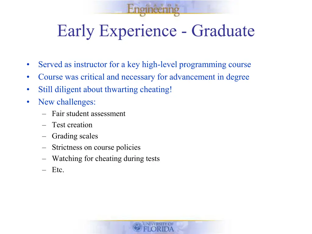 early experience graduate