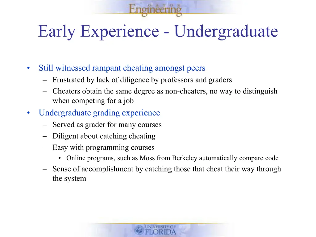 early experience undergraduate