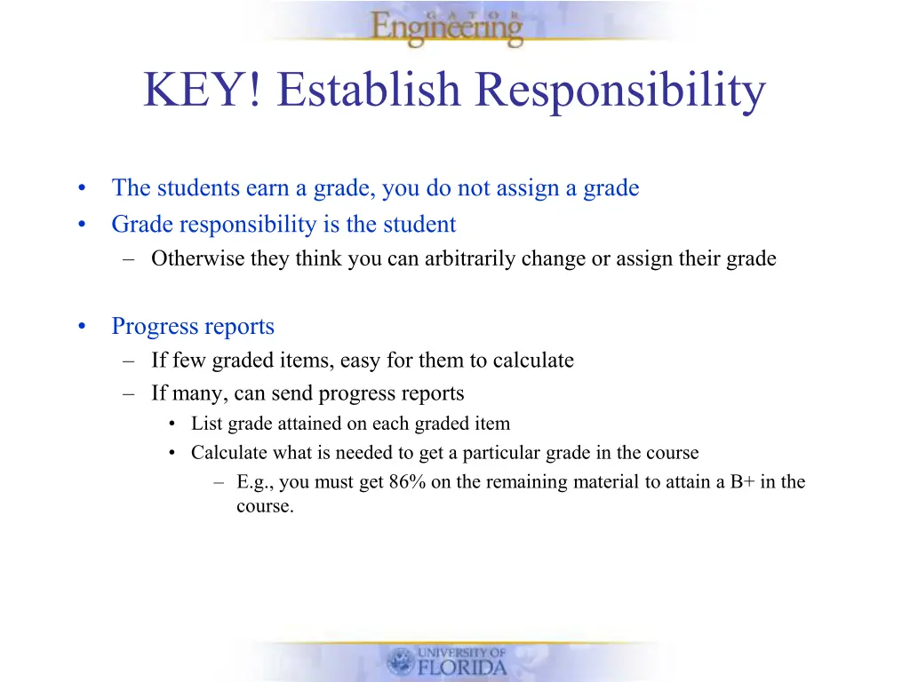 key establish responsibility