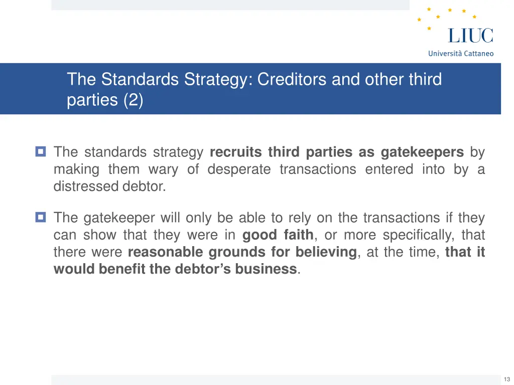 the standards strategy creditors and other third 1