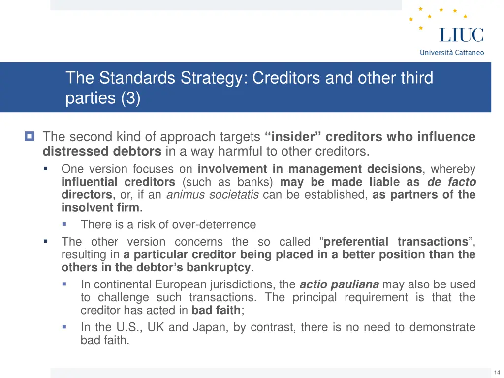 the standards strategy creditors and other third 2