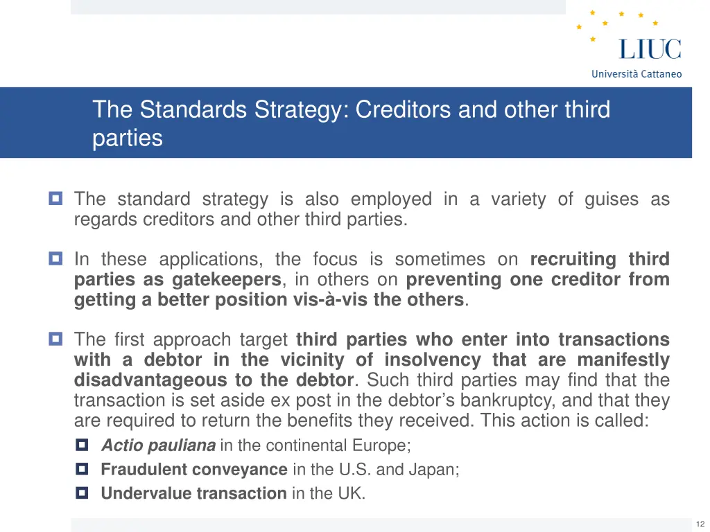 the standards strategy creditors and other third