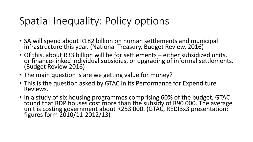 spatial inequality policy options 1