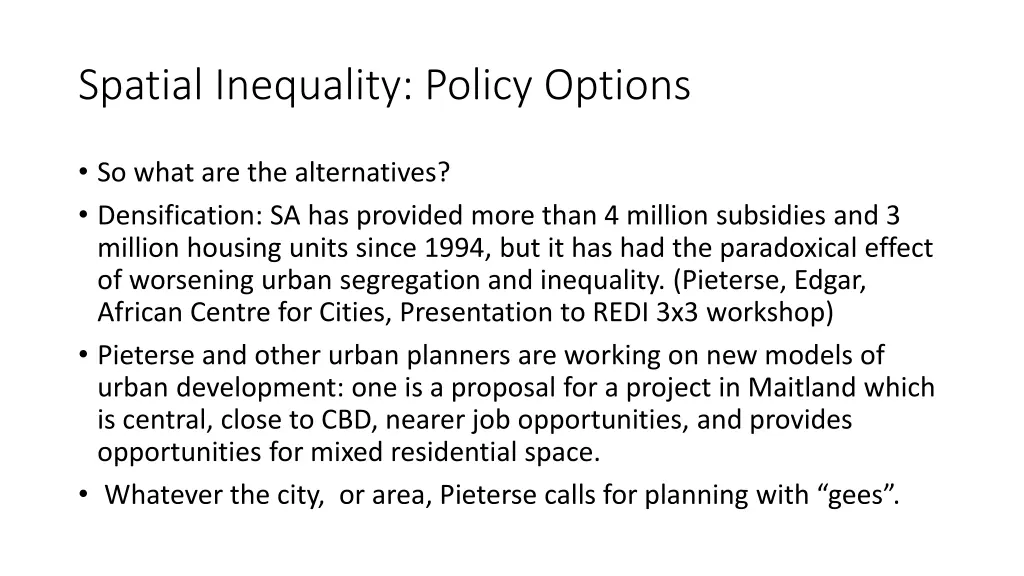 spatial inequality policy options 2