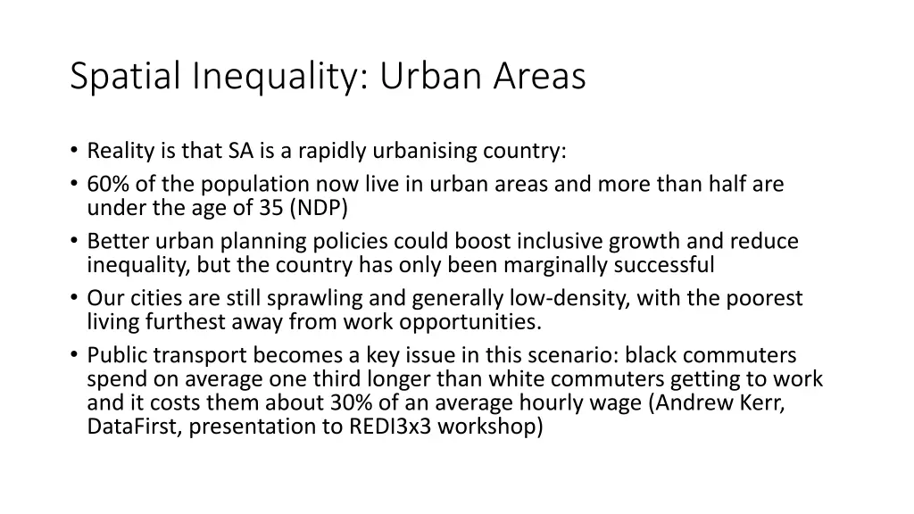 spatial inequality urban areas