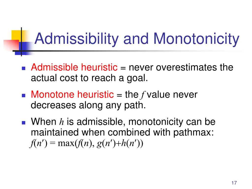 admissibility and monotonicity