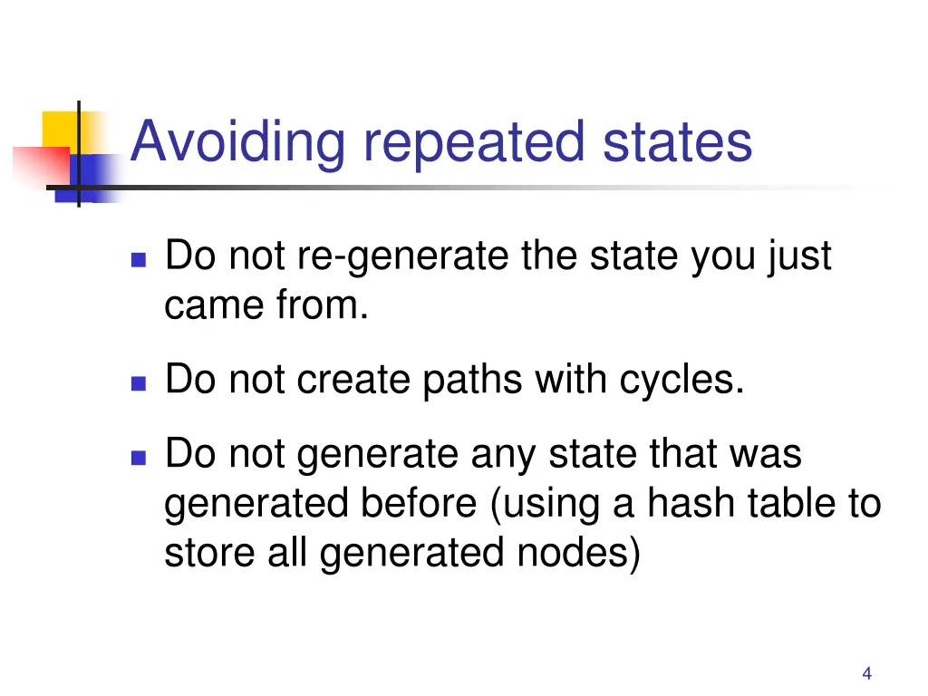 avoiding repeated states
