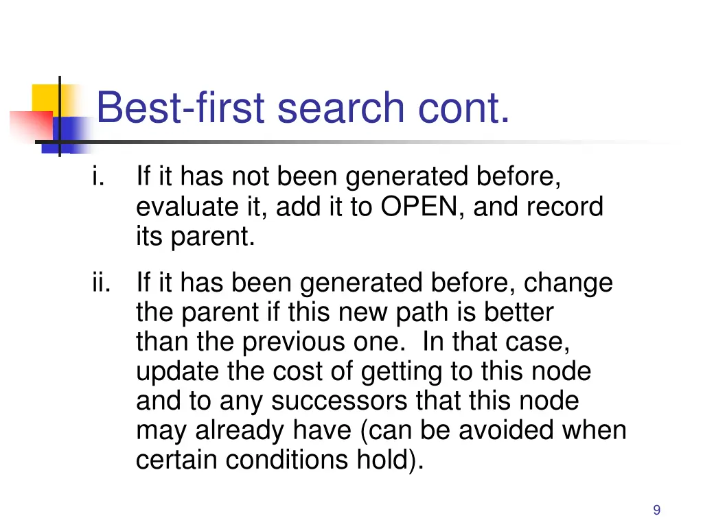 best first search cont