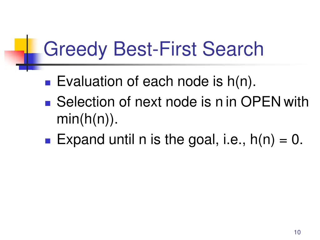 greedy best first search