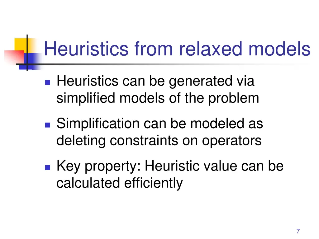 heuristics from relaxed models