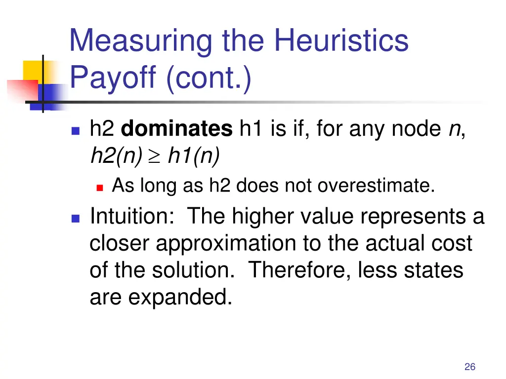 measuring the heuristics payoff cont