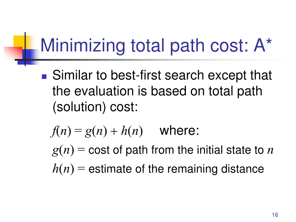 minimizing total path cost a